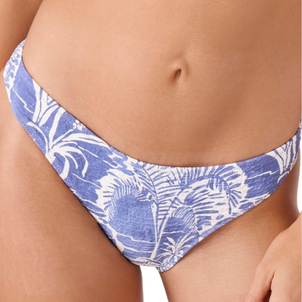 NWT Roxy Mana Hipster Bikini Bottoms Swim Blue White Textured - Size M